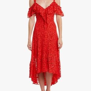 Women's xxs red floral flamenco style summer dress